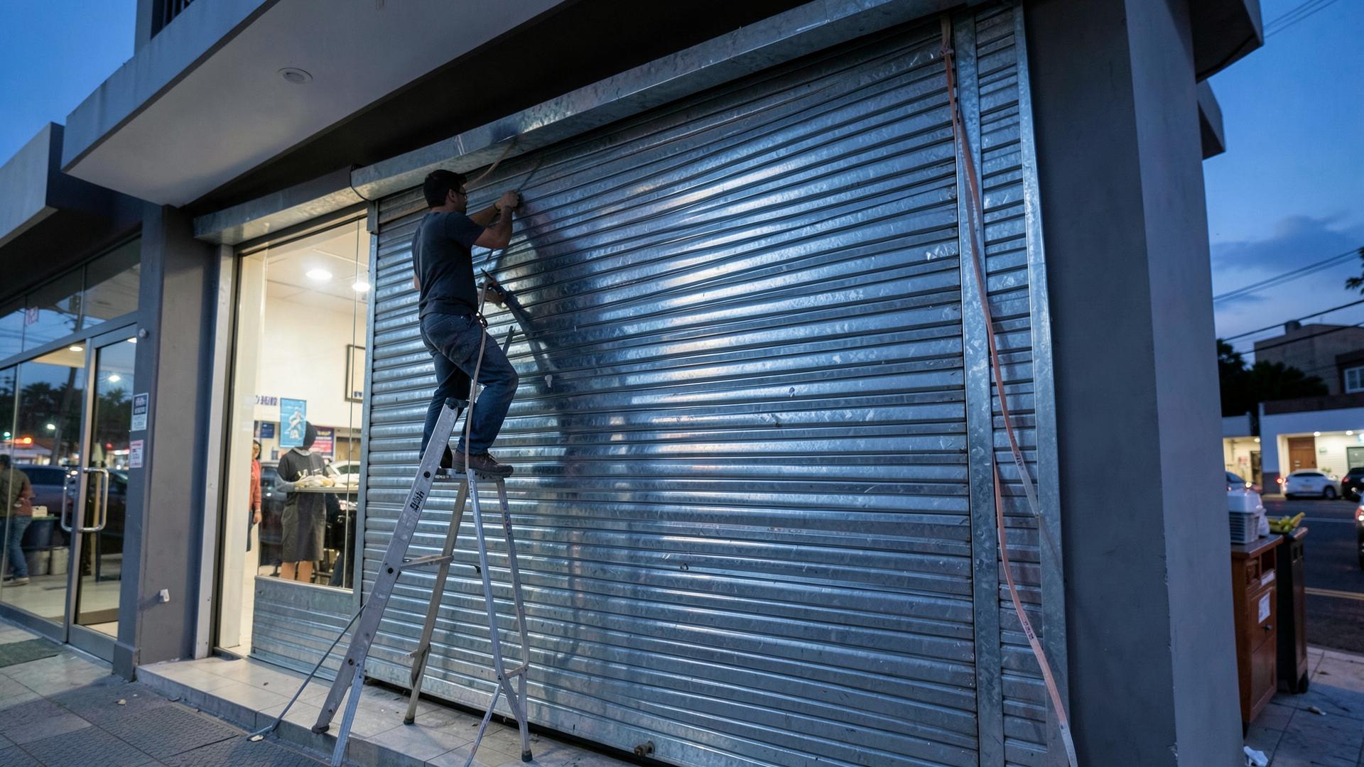 Instalación de cortinas metálicas: cortina enrollable de acero galvanizado en local comercial